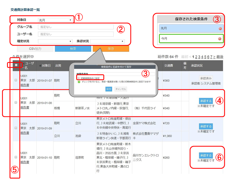 管理者承認画面について